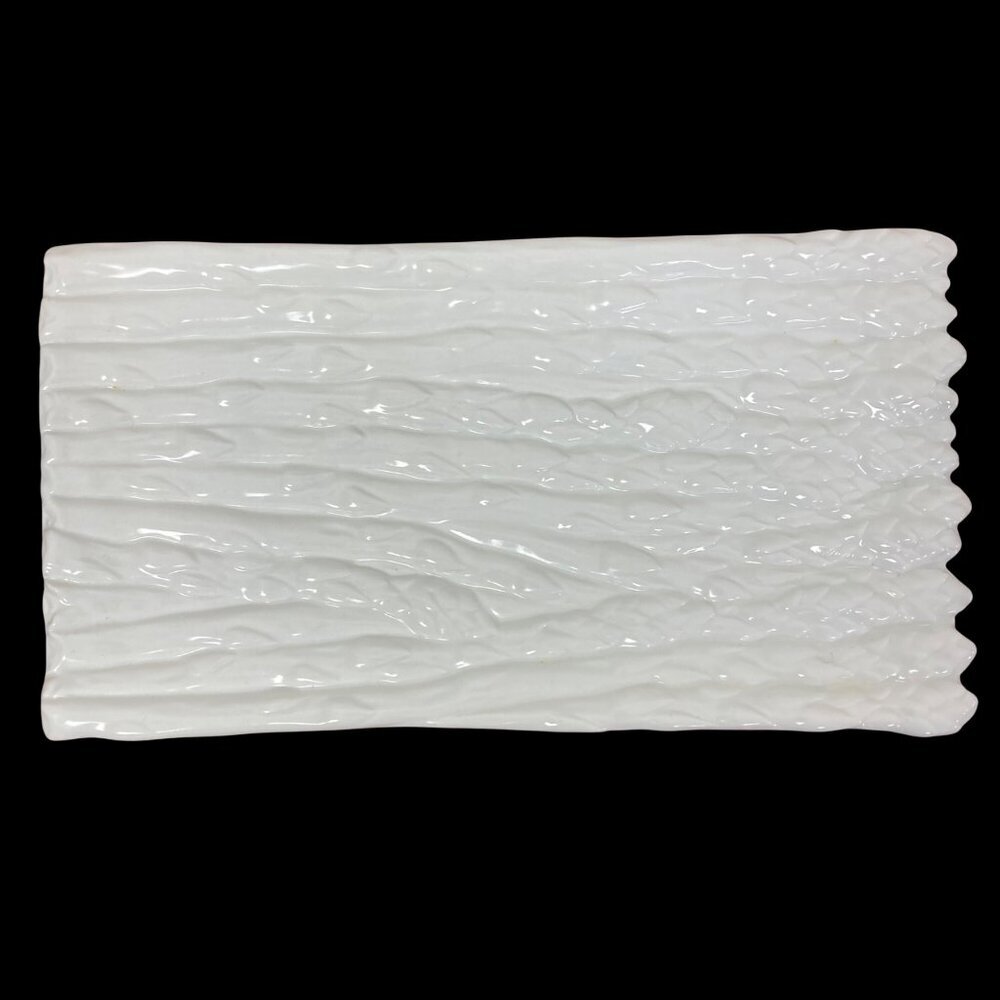 Vintage Porcelain Asparagus Serving Platter Everyday White 12x6 Microwave Safe